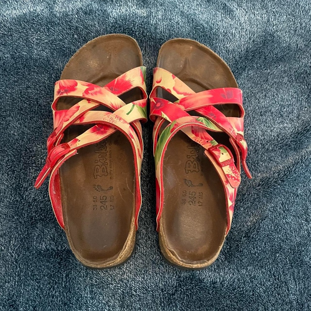 Red and Green Floral Sandals